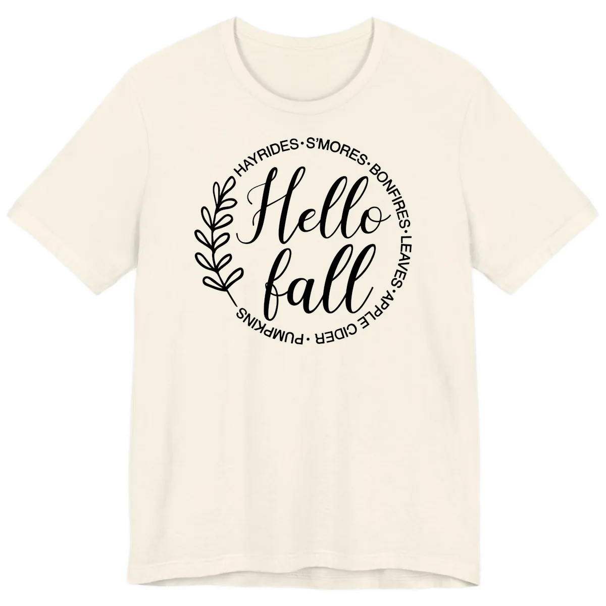 Hello Fall Leaves And Pumpkins Premium T-Shirt in Natural