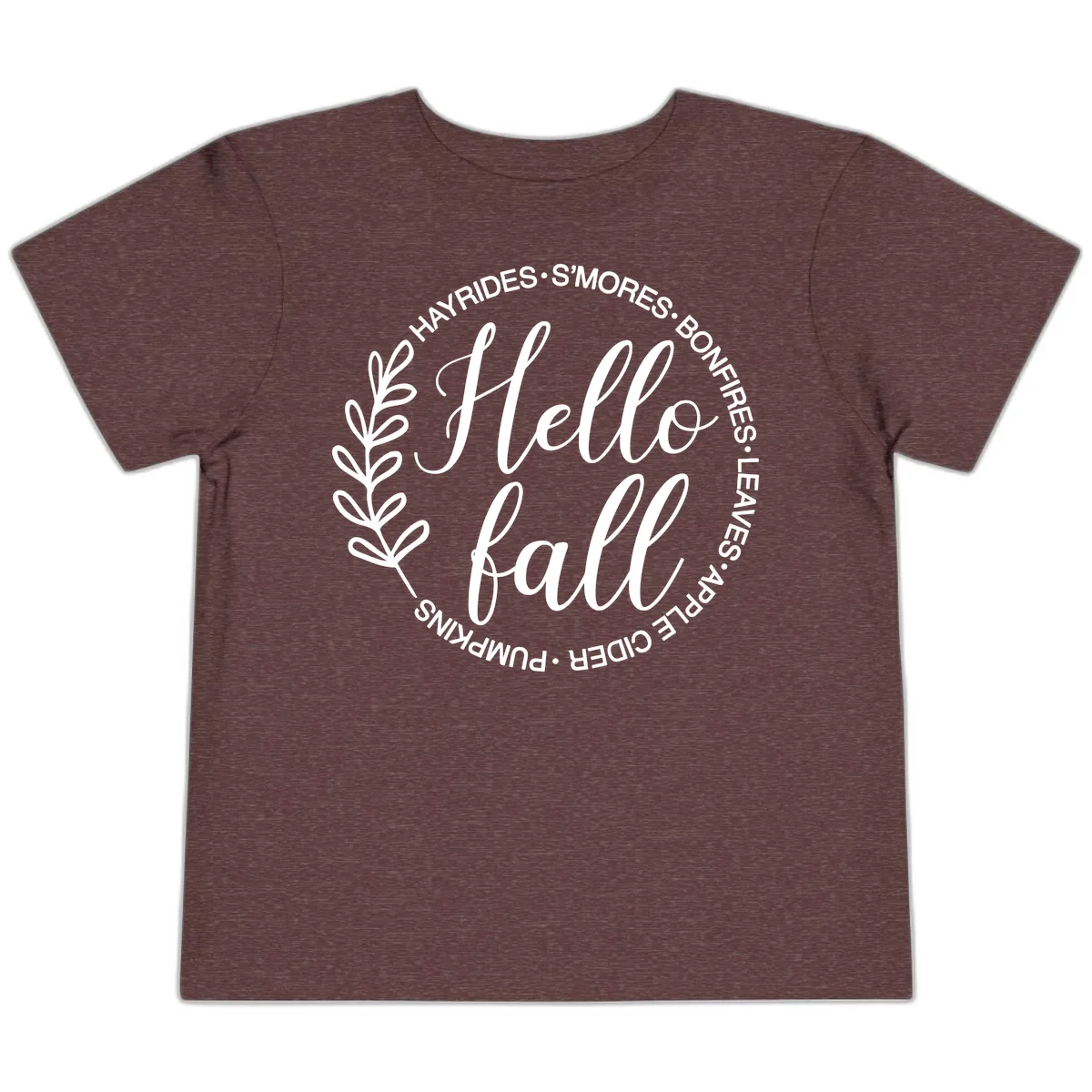 Hello Fall Leaves And Pumpkins Toddler T-Shirt in Heather Maroon