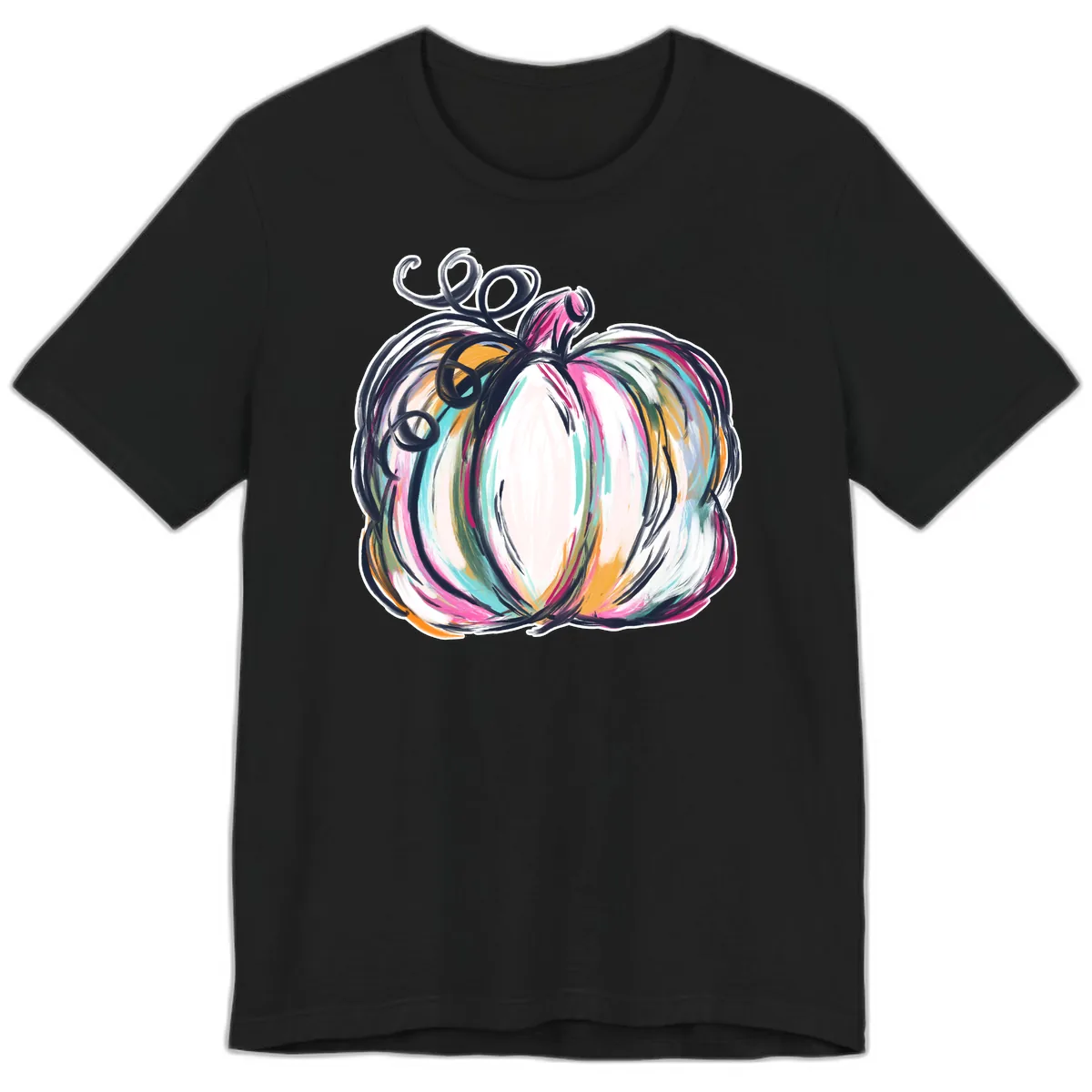 Whimsical Abstract Pumpkin Design Premium T-Shirt in Black