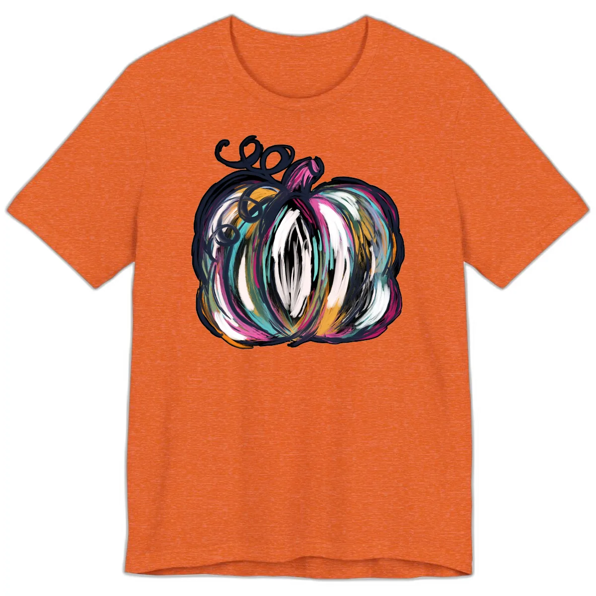 Whimsical Abstract Pumpkin Design Premium T-Shirt in Heather Orange