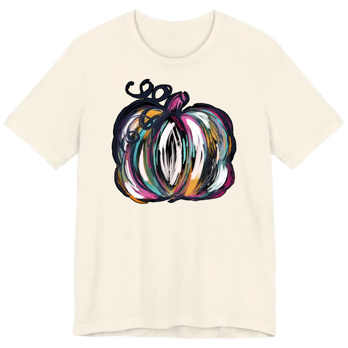 Whimsical Abstract Pumpkin Design Premium T-Shirt in Natural