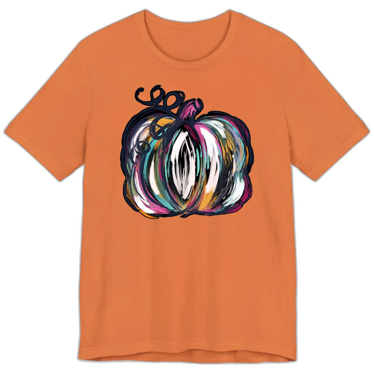 Whimsical Abstract Pumpkin Design Premium T-Shirt in Burnt Orange