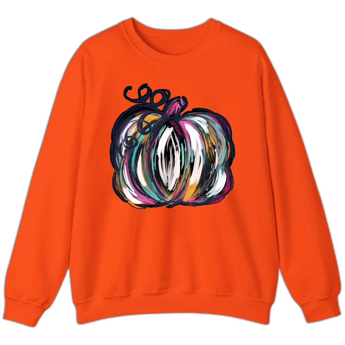 Whimsical Abstract Pumpkin Design Sweatshirt in Orange