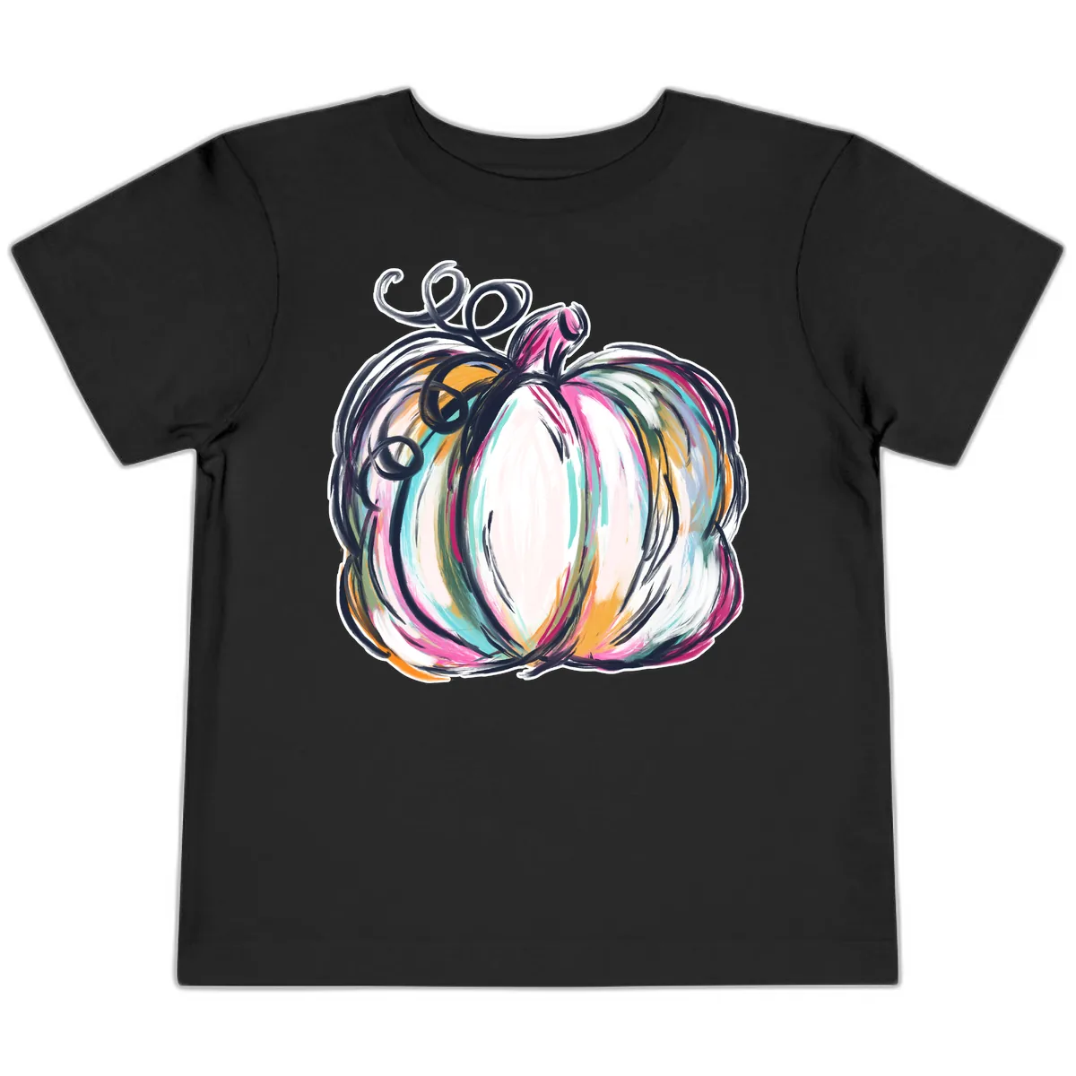 Whimsical Abstract Pumpkin Design Toddler T-Shirt in Black