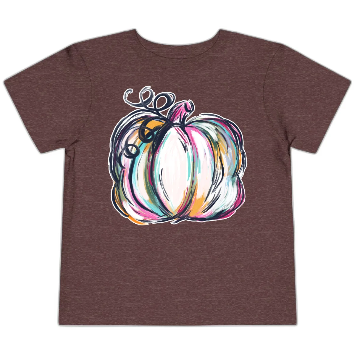 Whimsical Abstract Pumpkin Design Toddler T-Shirt in Heather Maroon