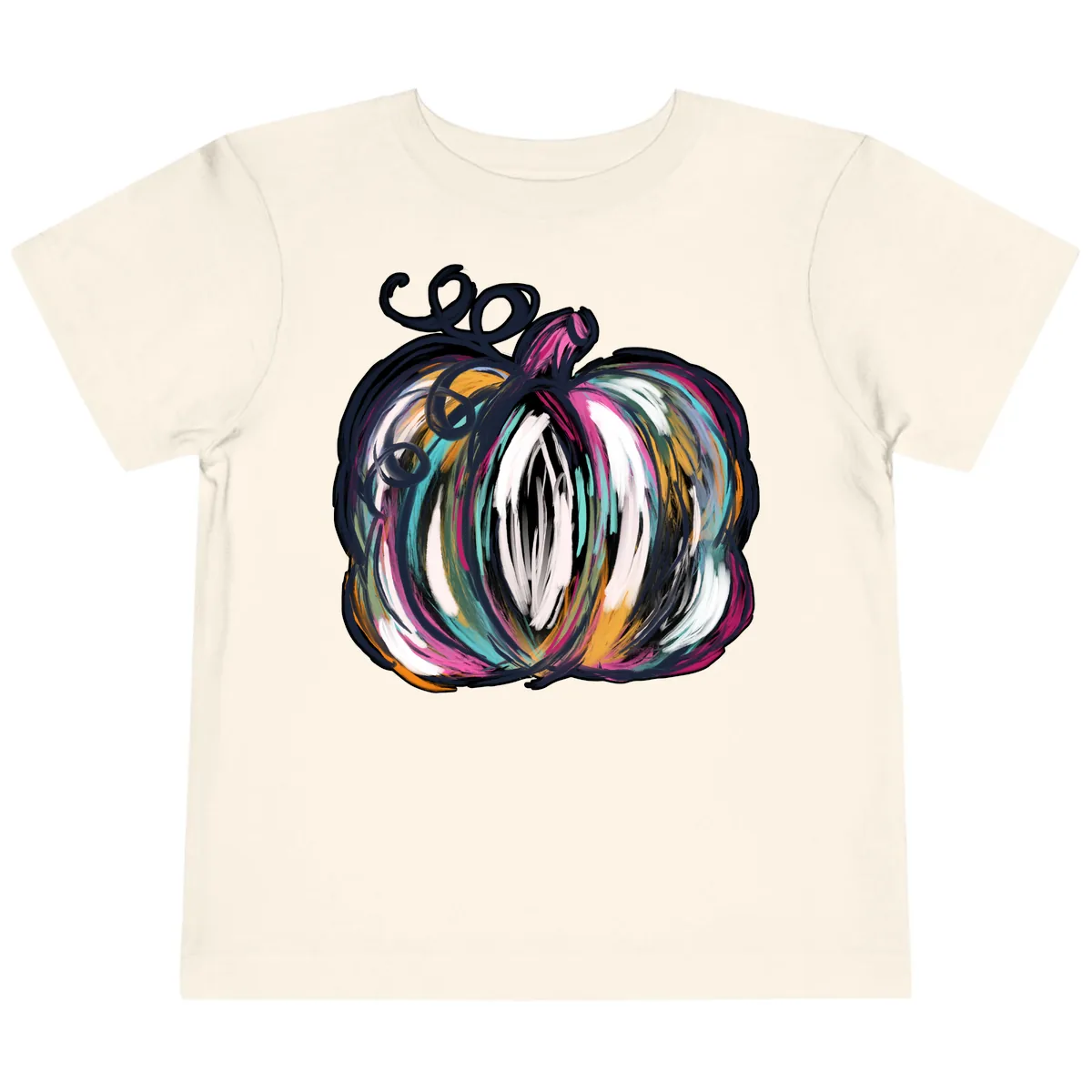 Whimsical Abstract Pumpkin Design Toddler T-Shirt in Natural