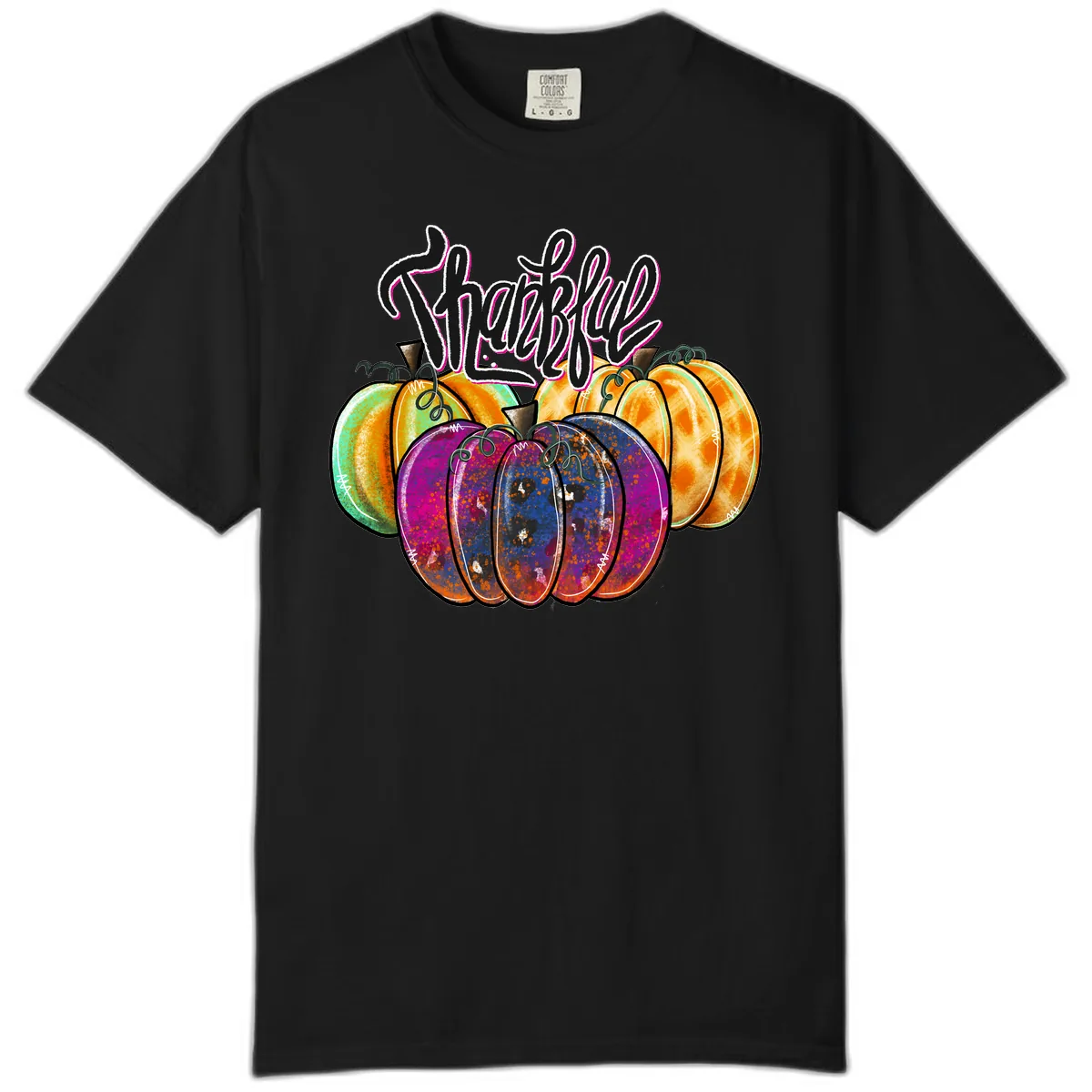 Harvest Pumpkin Patch Typography Comfort Color in Black