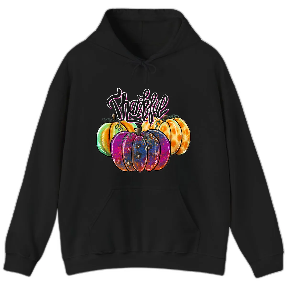 Harvest Pumpkin Patch Typography Hoodie in Black