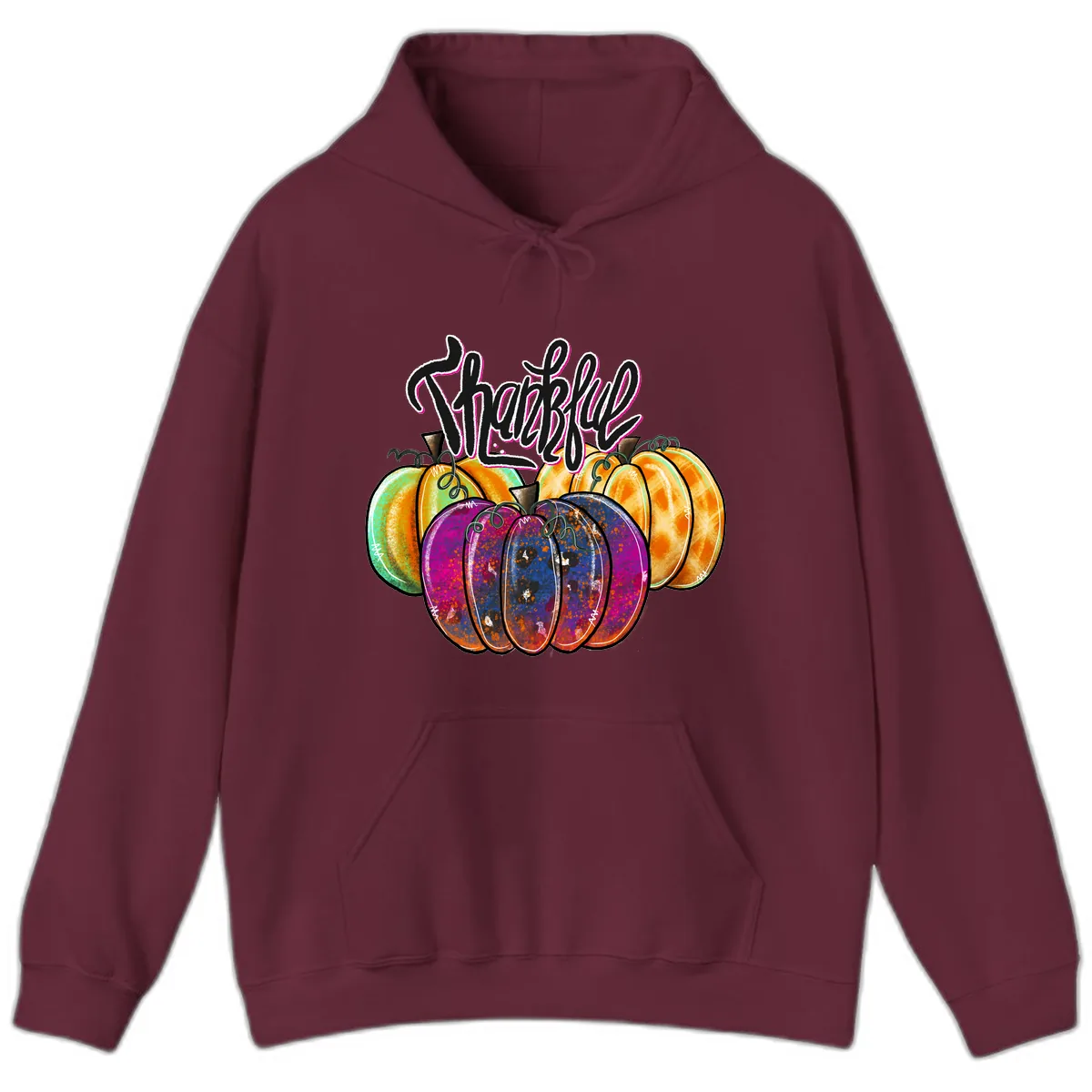 Harvest Pumpkin Patch Typography Hoodie in Maroon