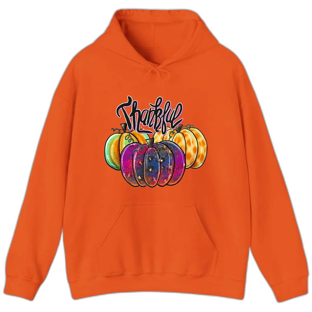 Harvest Pumpkin Patch Typography Hoodie in Orange