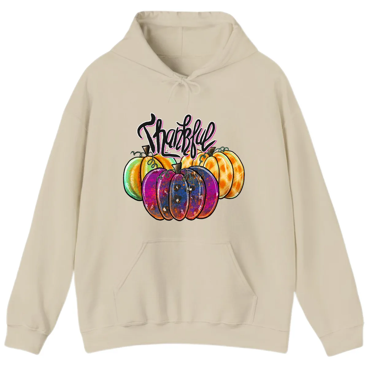 Harvest Pumpkin Patch Typography Hoodie in Sand