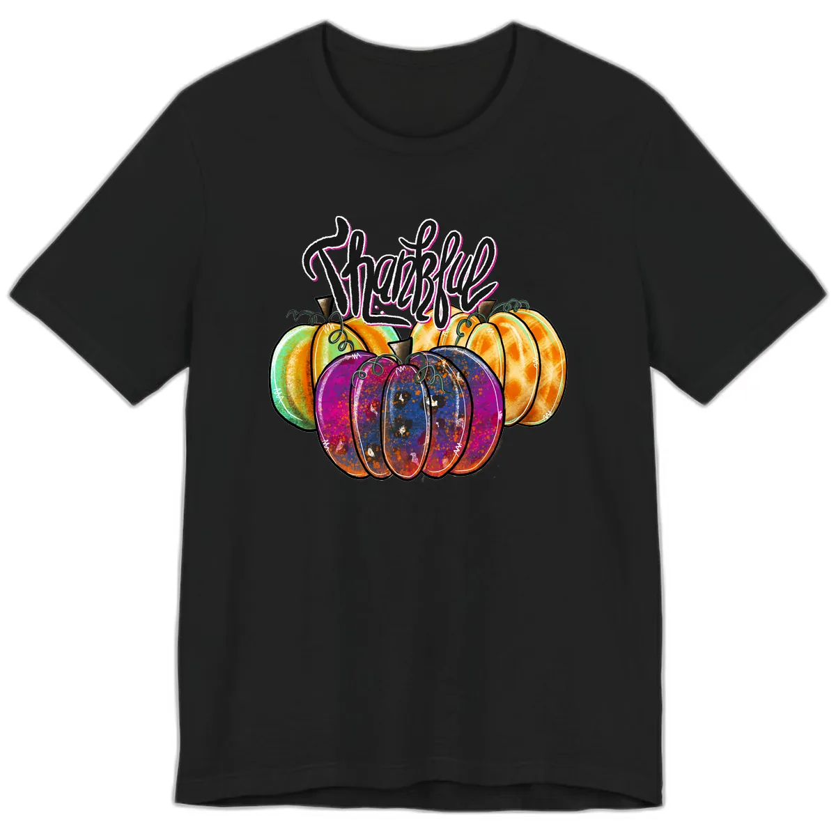 Harvest Pumpkin Patch Typography Premium T-Shirt in Black
