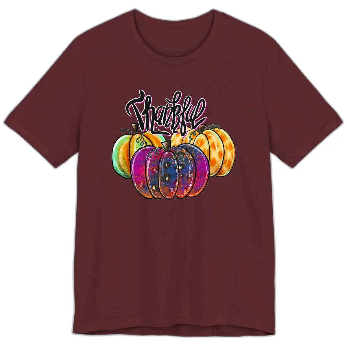 Harvest Pumpkin Patch Typography Premium T-Shirt in Maroon