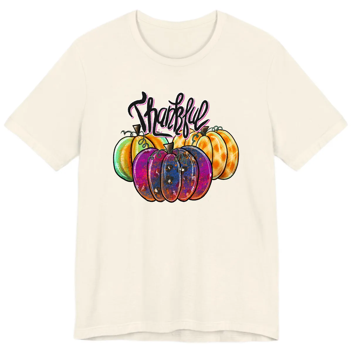 Harvest Pumpkin Patch Typography Premium T-Shirt in Natural