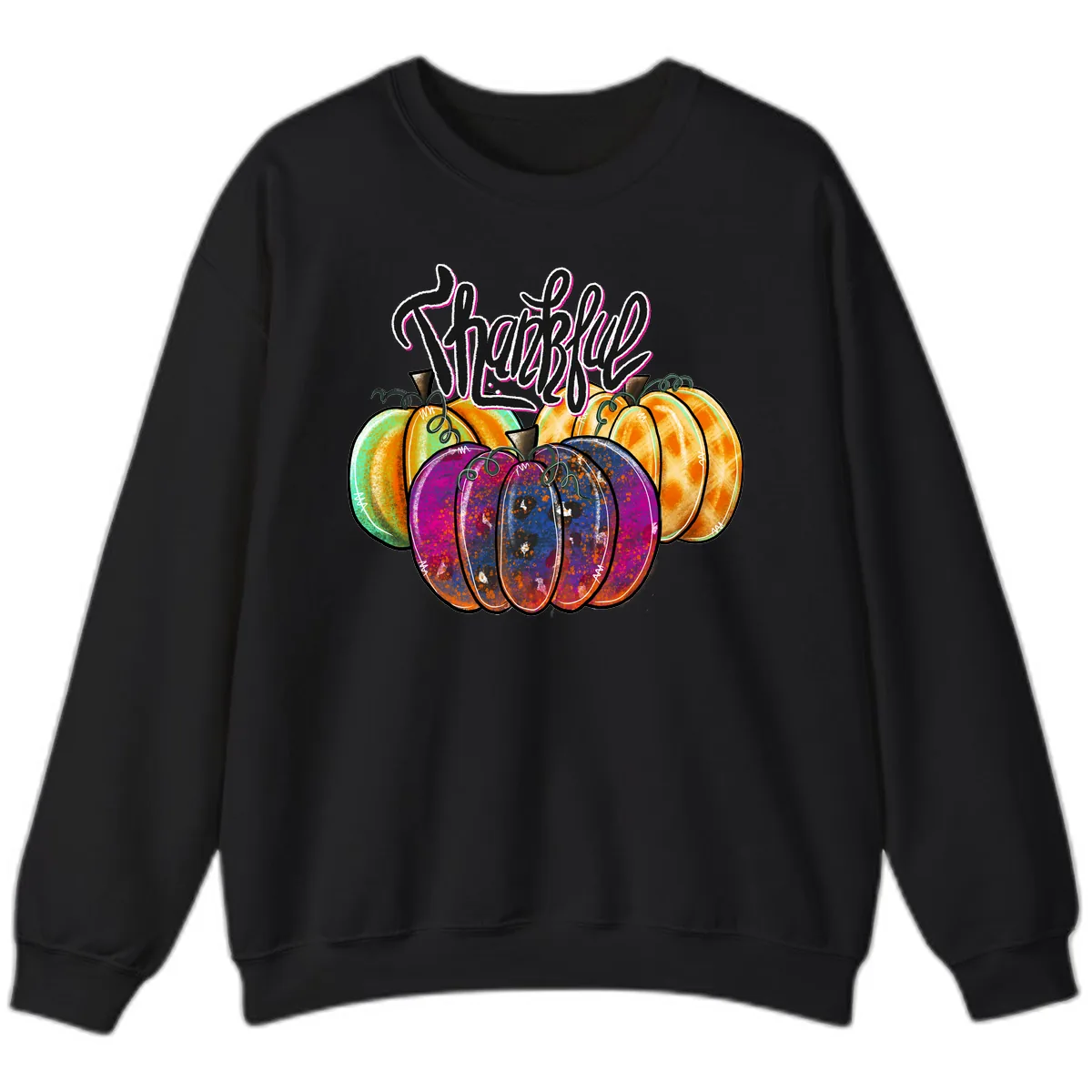 Harvest Pumpkin Patch Typography Sweatshirt in Black