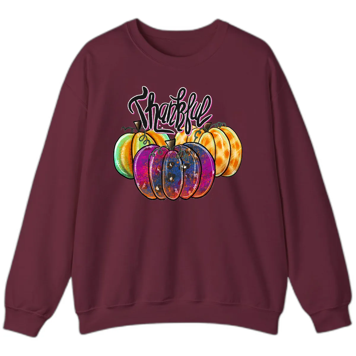 Harvest Pumpkin Patch Typography Sweatshirt in Maroon