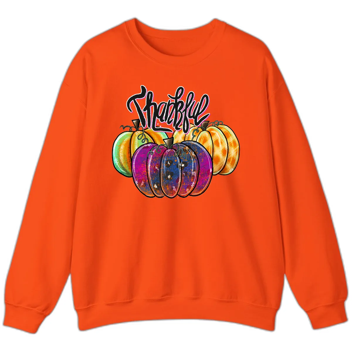 Harvest Pumpkin Patch Typography Sweatshirt in Orange