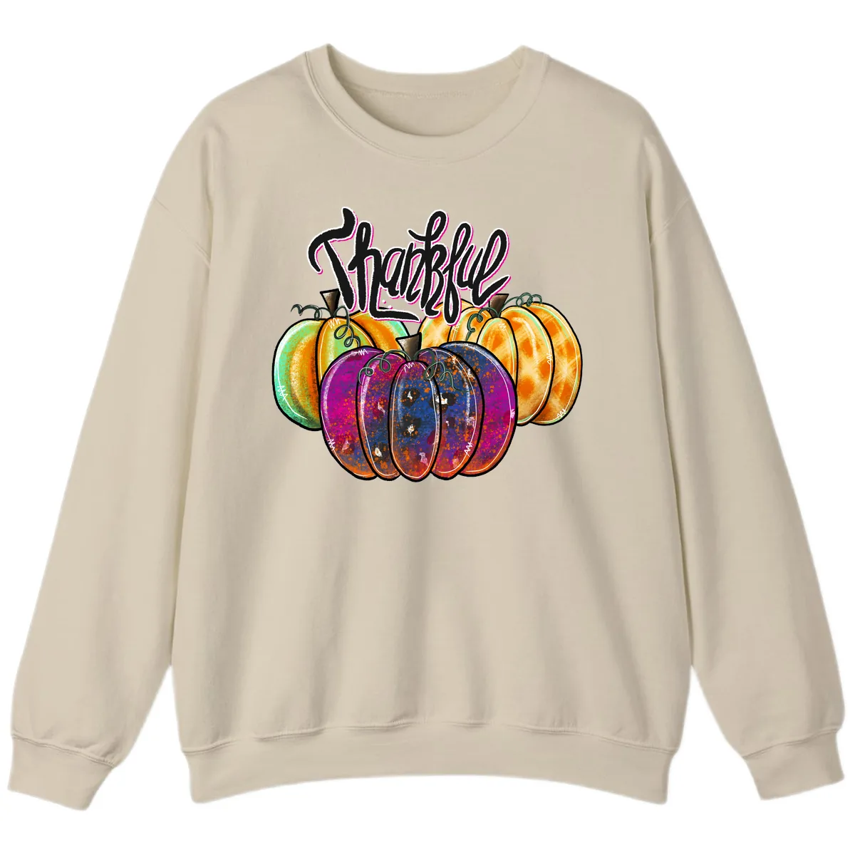 Harvest Pumpkin Patch Typography Sweatshirt in Sand