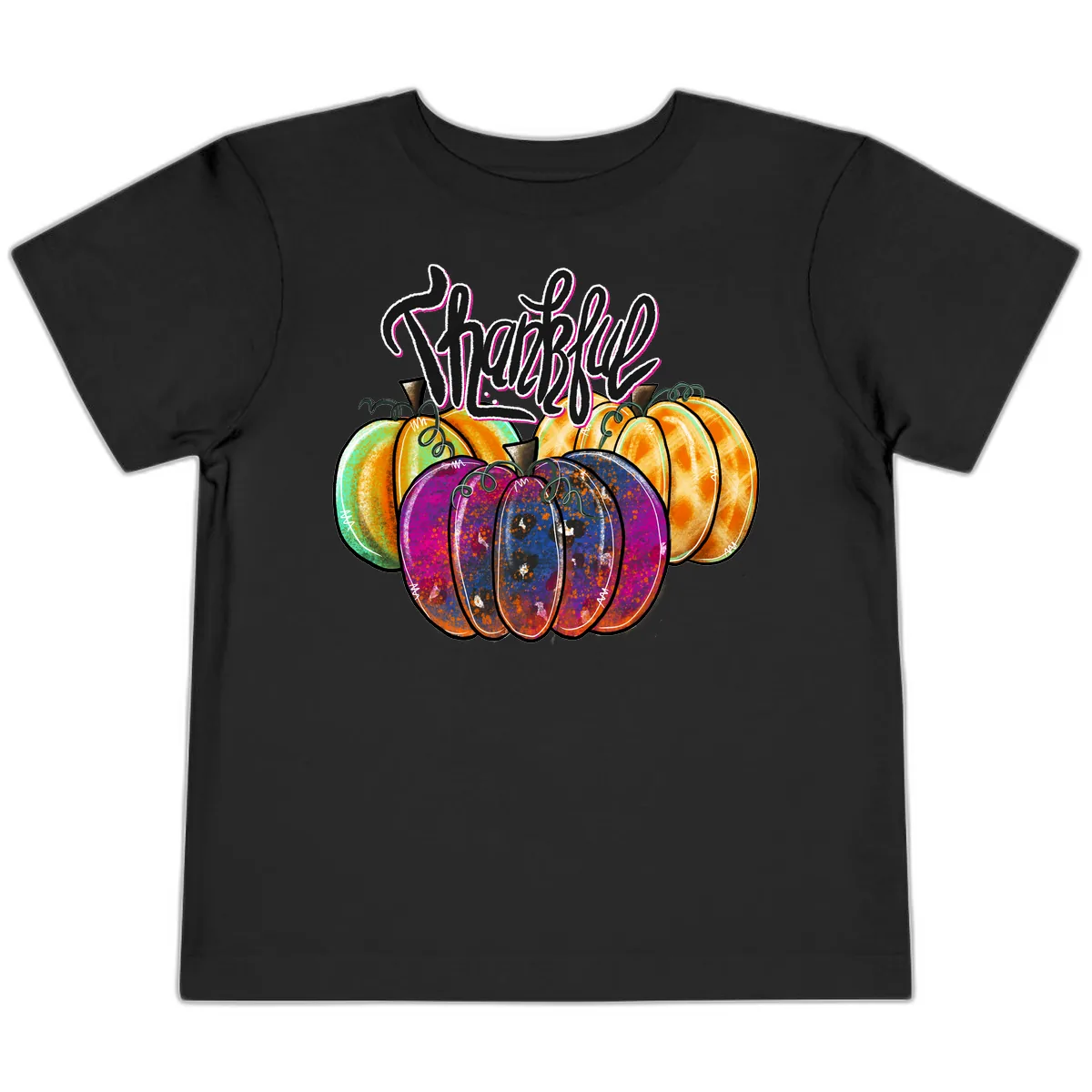 Harvest Pumpkin Patch Typography Toddler T-Shirt in Black