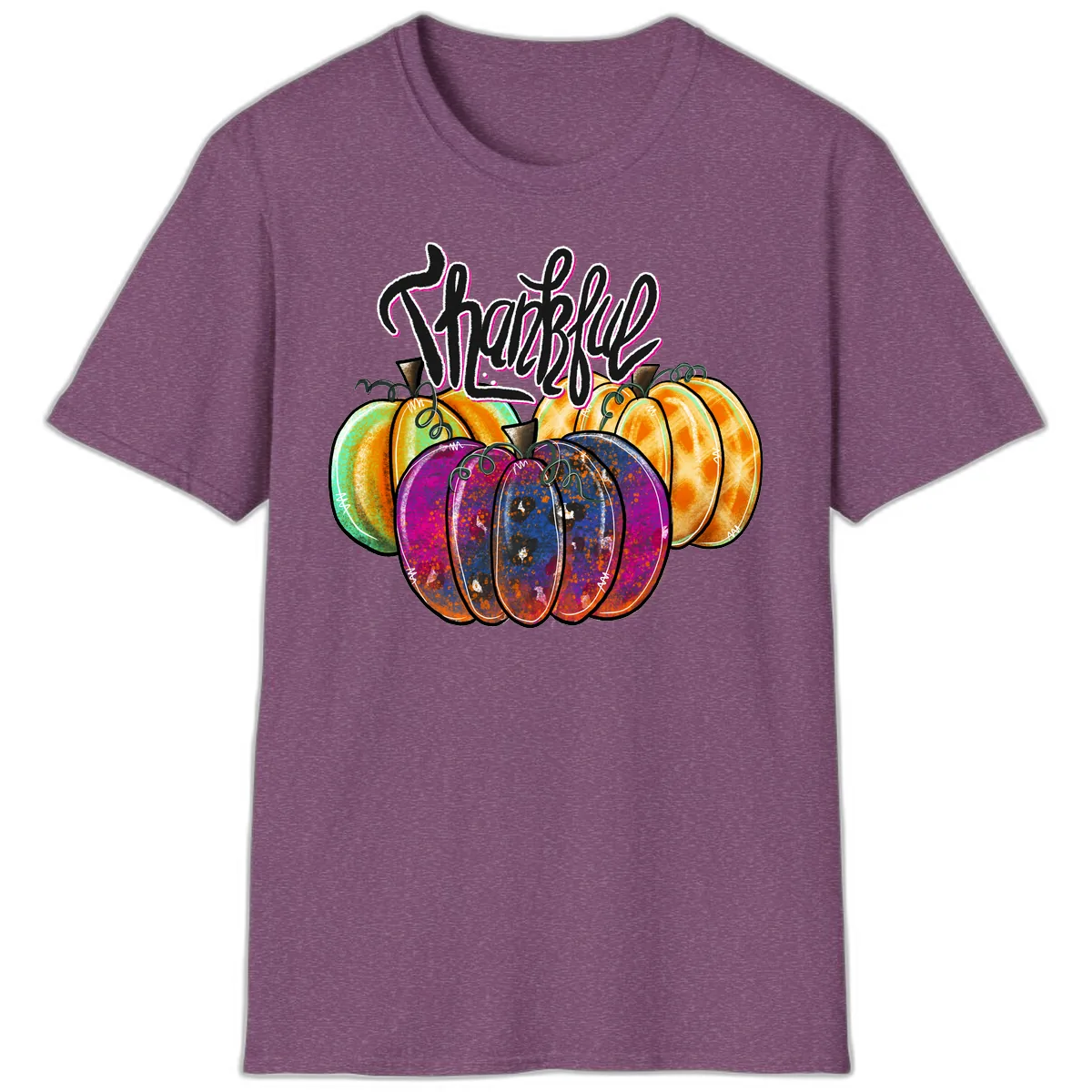 Harvest Pumpkin Patch Typography T-Shirt in Heather Maroon