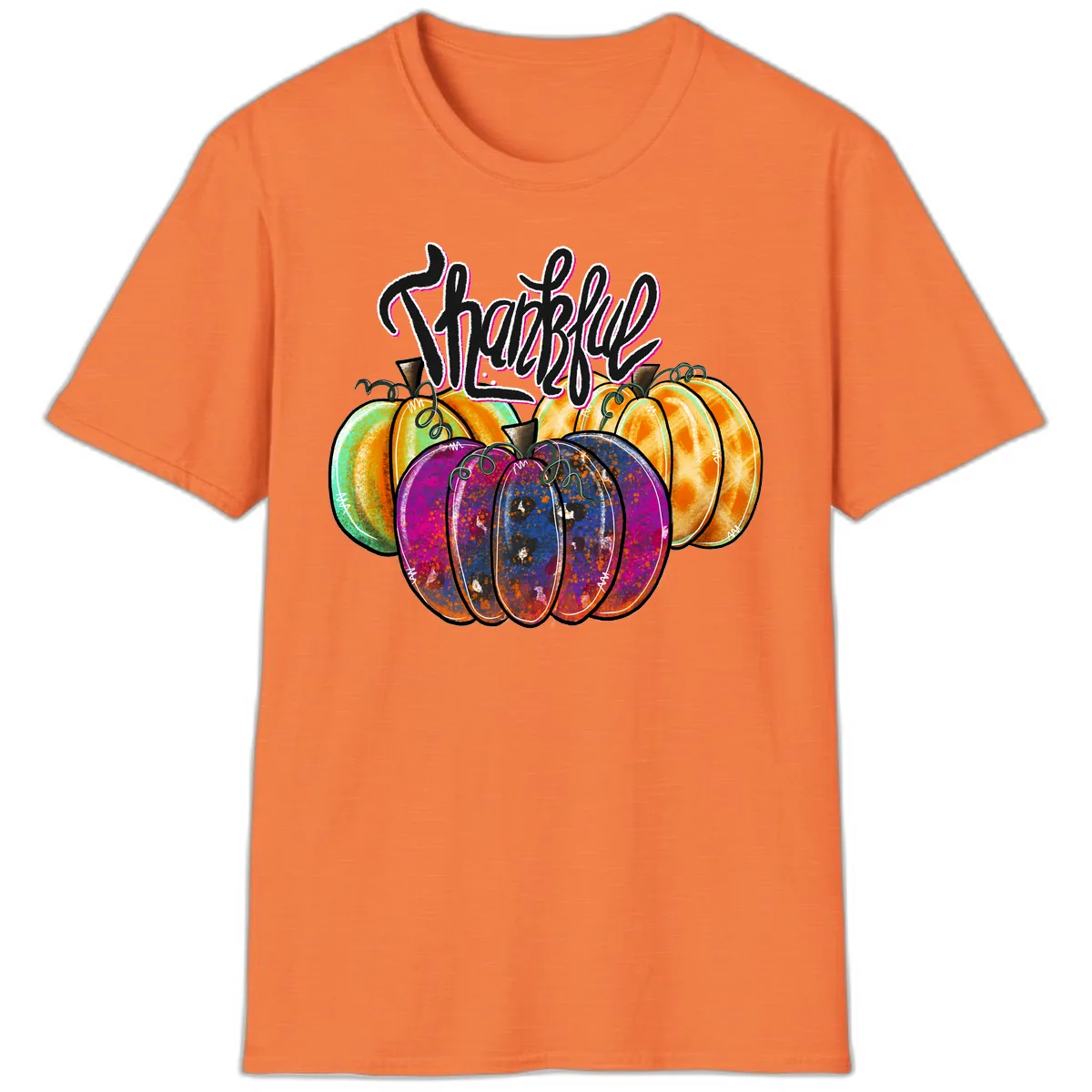 Harvest Pumpkin Patch Typography T-Shirt in Heather Orange