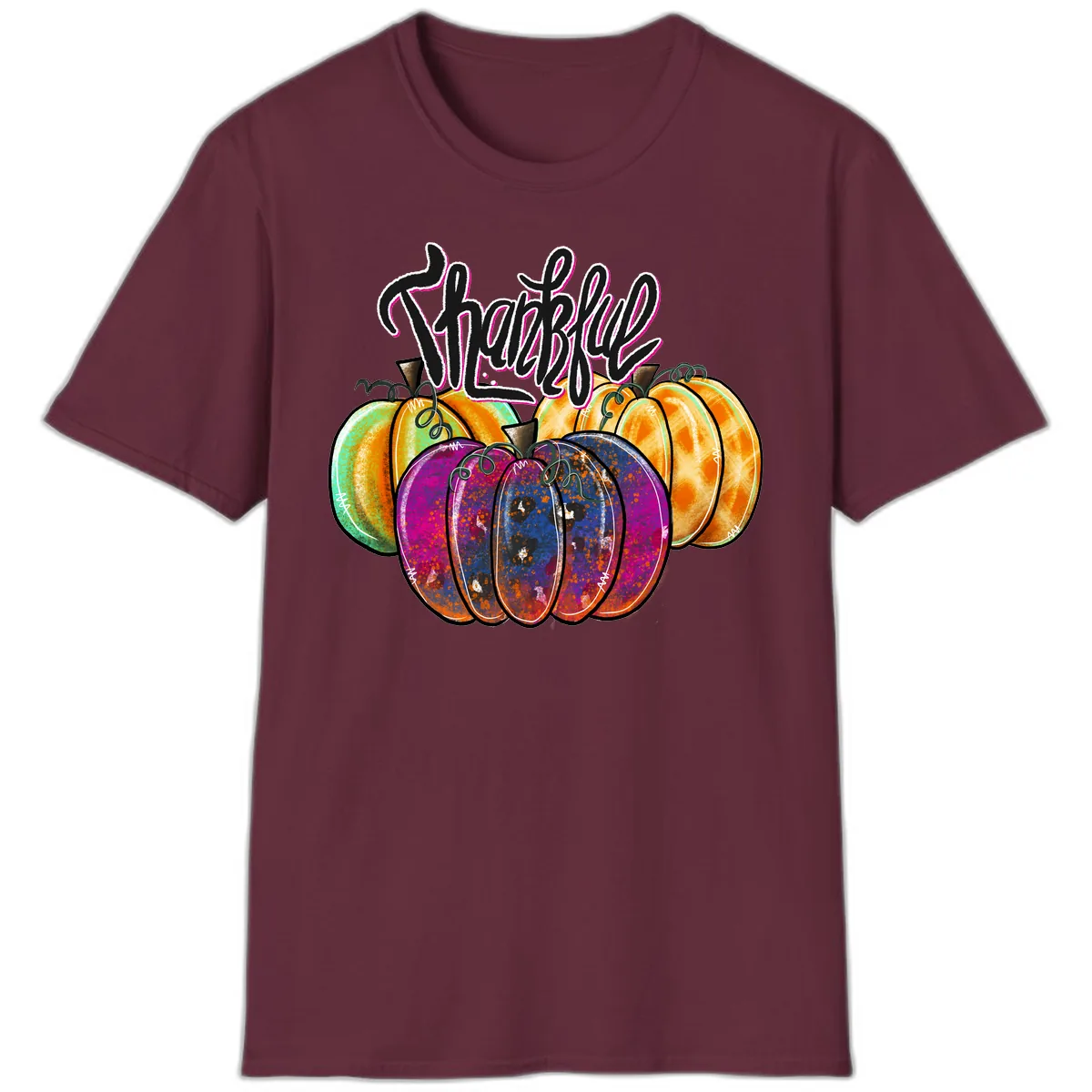 Harvest Pumpkin Patch Typography T-Shirt in Maroon