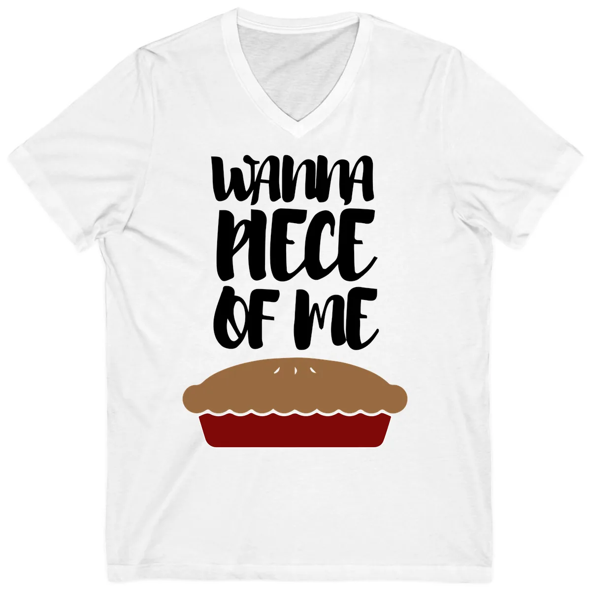 Wanna Piece Of Me Pie Design V-Neck in White