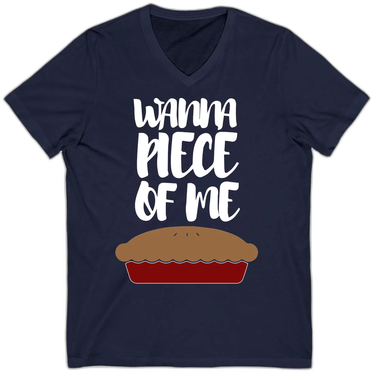 Wanna Piece Of Me Pie Design V-Neck in Navy