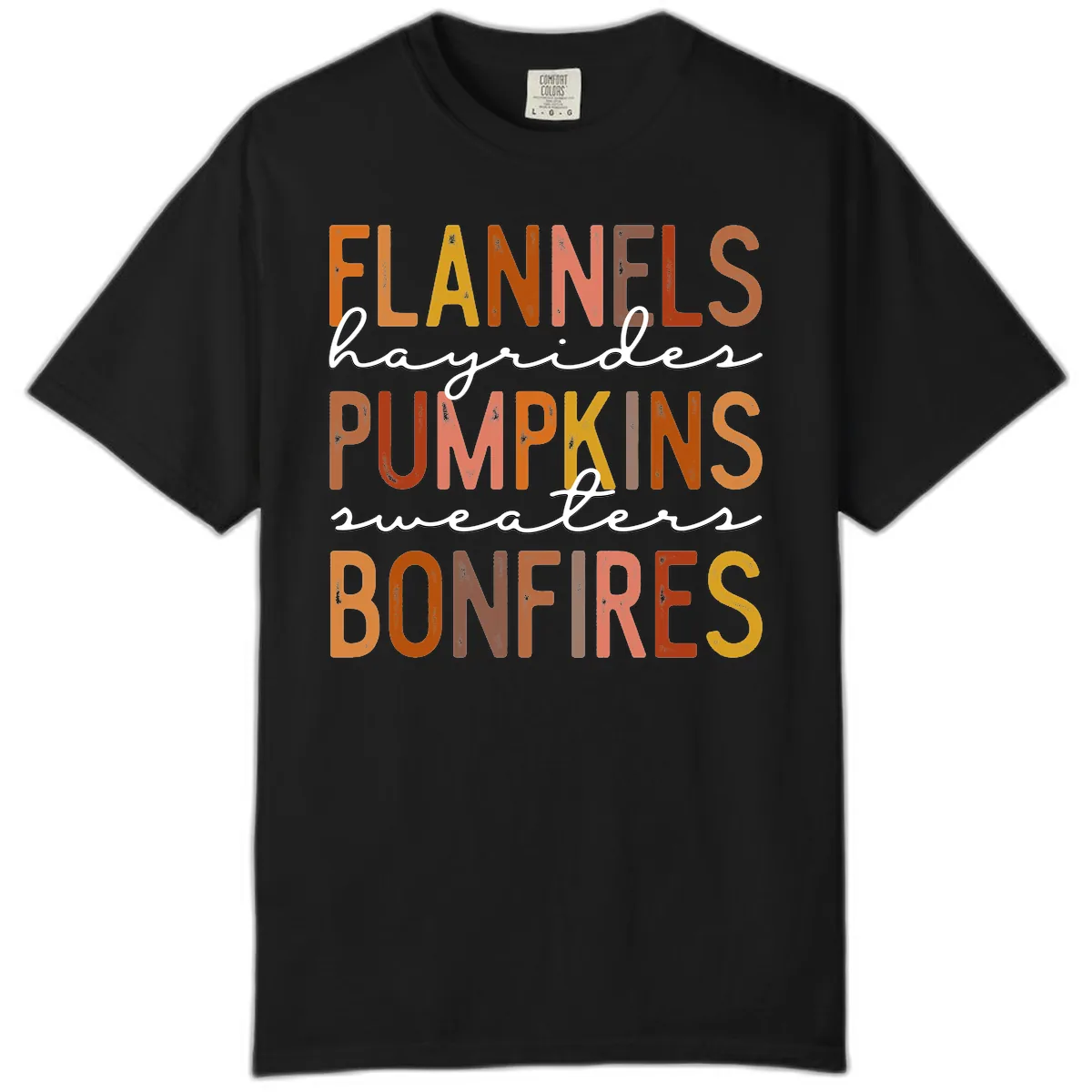 Fall Harvest Words Typography Design Comfort Color in Black