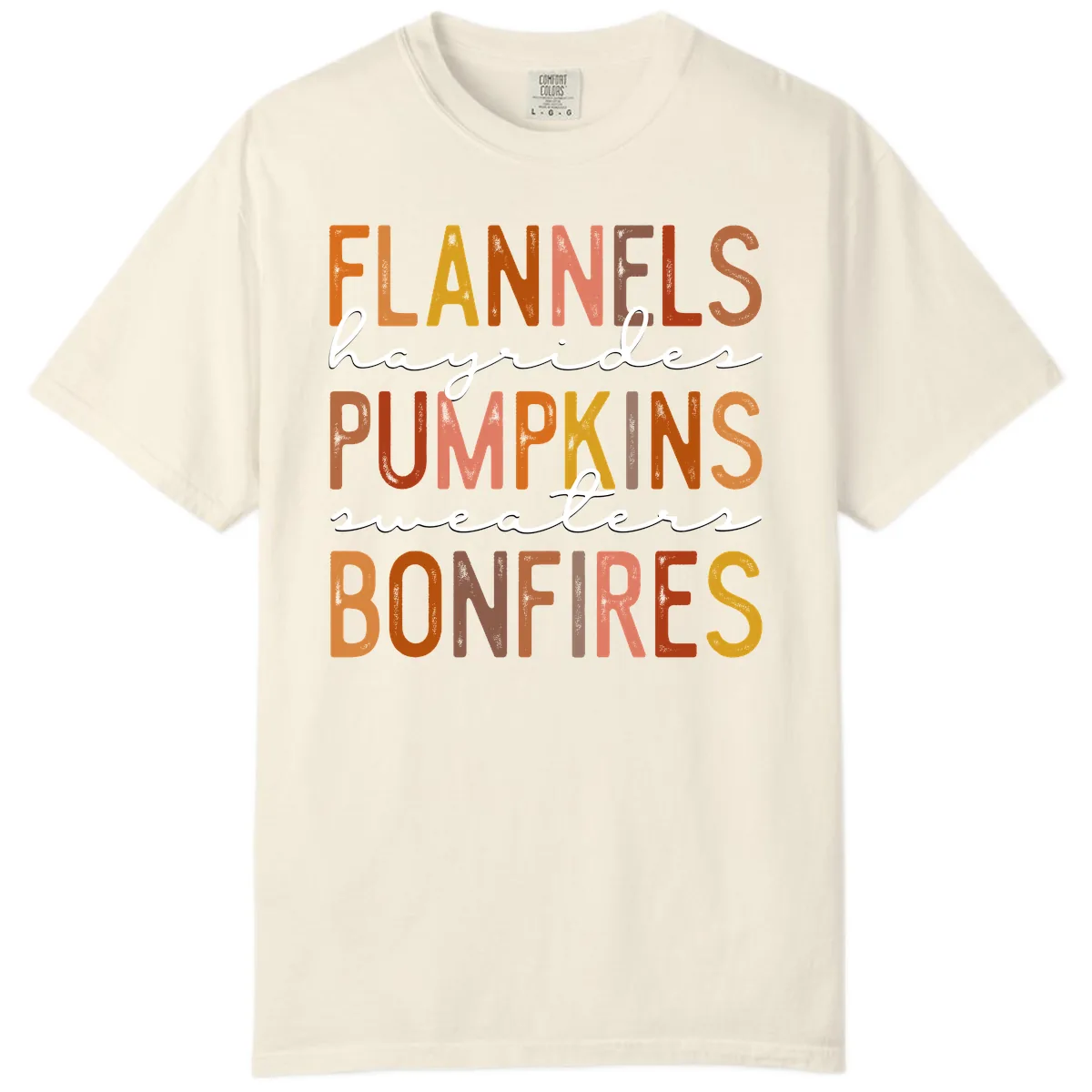 Fall Harvest Words Typography Design Comfort Color in Ivory