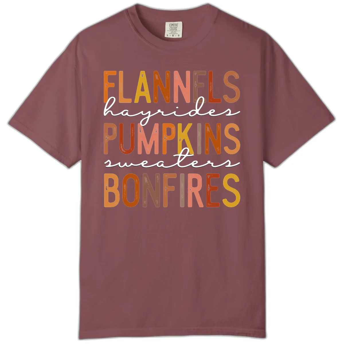 Fall Harvest Words Typography Design Comfort Color in Brick