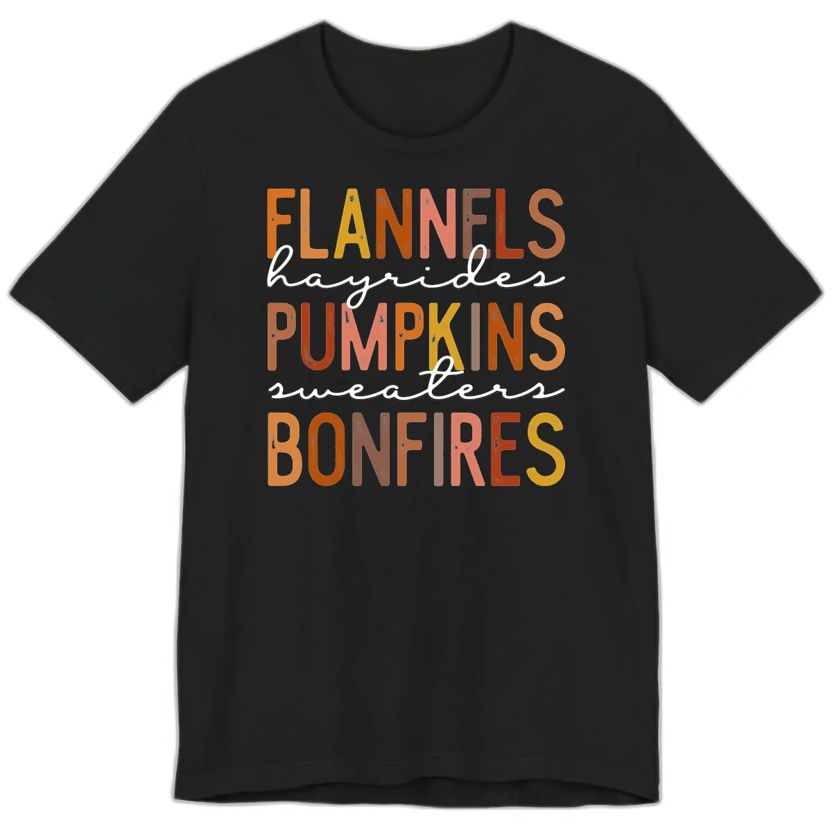 Fall Harvest Words Typography Design Premium T-Shirt in Black