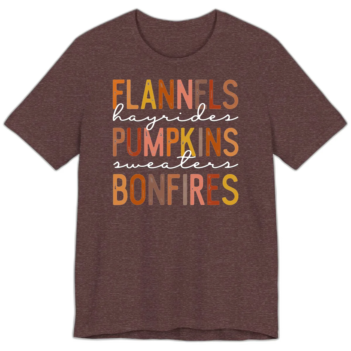 Fall Harvest Words Typography Design Premium T-Shirt in Heather Maroon