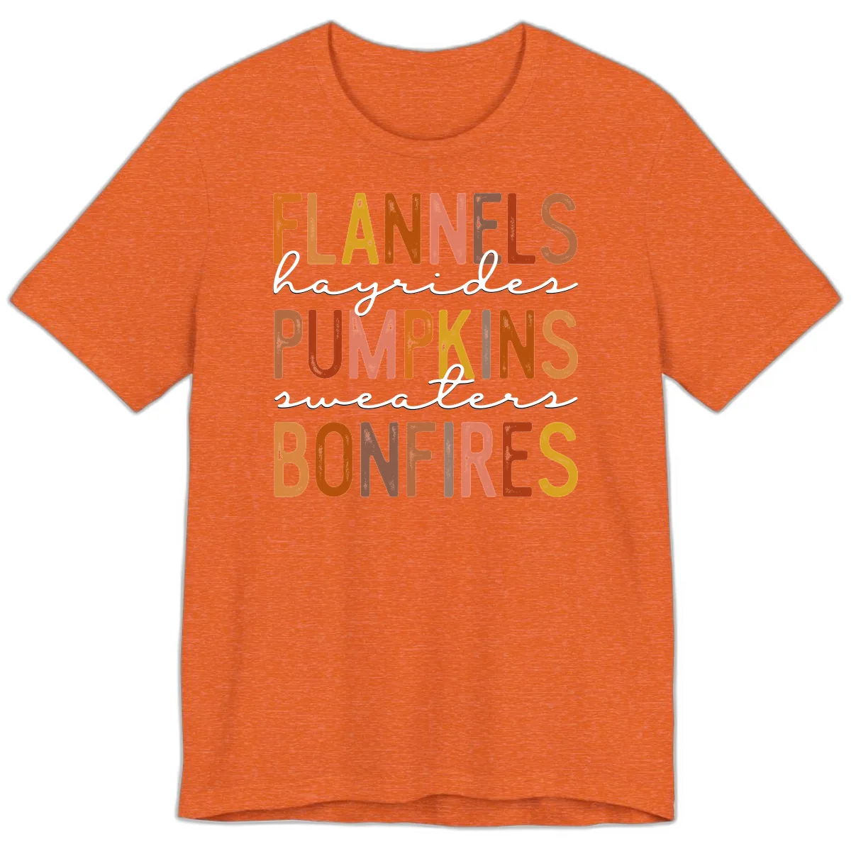 Fall Harvest Words Typography Design Premium T-Shirt in Heather Orange