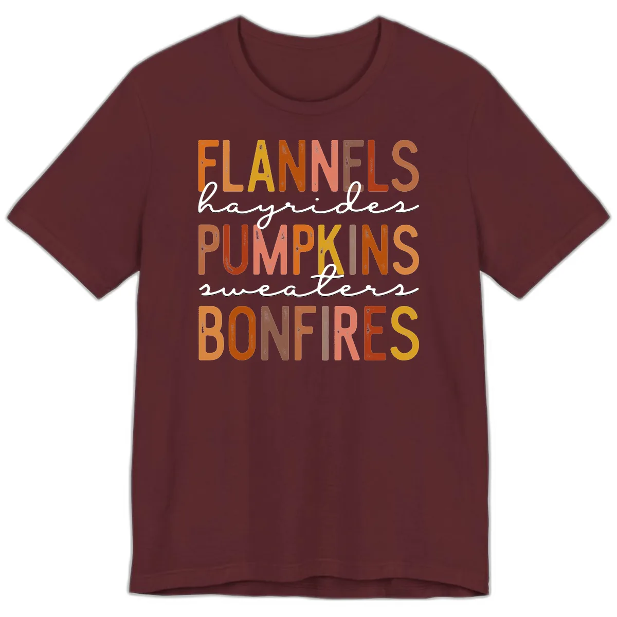 Fall Harvest Words Typography Design Premium T-Shirt in Maroon