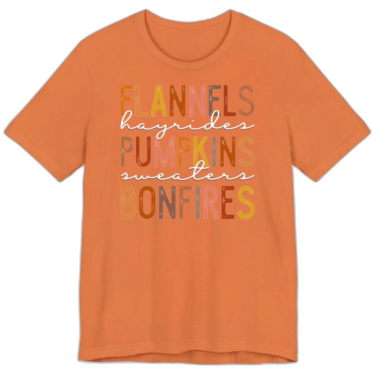 Fall Harvest Words Typography Design Premium T-Shirt in Burnt Orange
