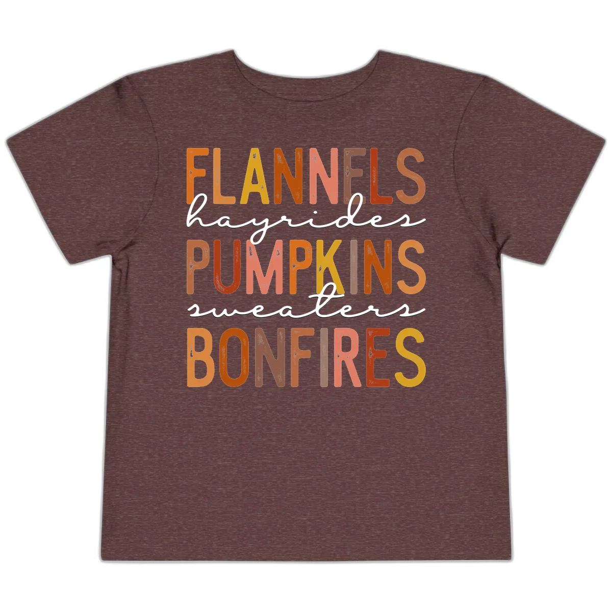 Fall Harvest Words Typography Design Toddler T-Shirt in Heather Maroon