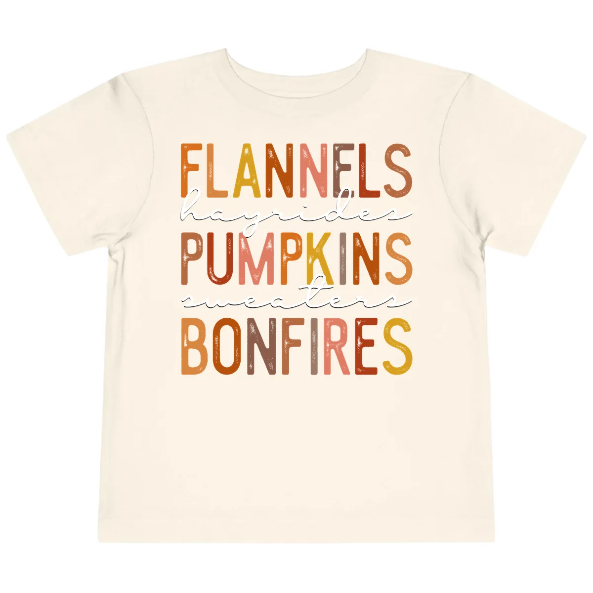 Fall Harvest Words Typography Design Toddler T-Shirt in Natural
