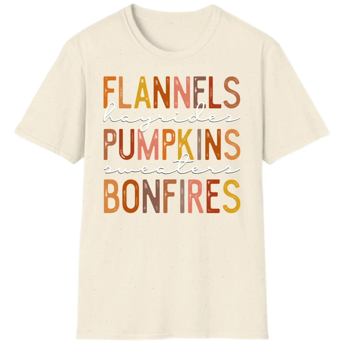 Fall Harvest Words Typography Design T-Shirt in Natural