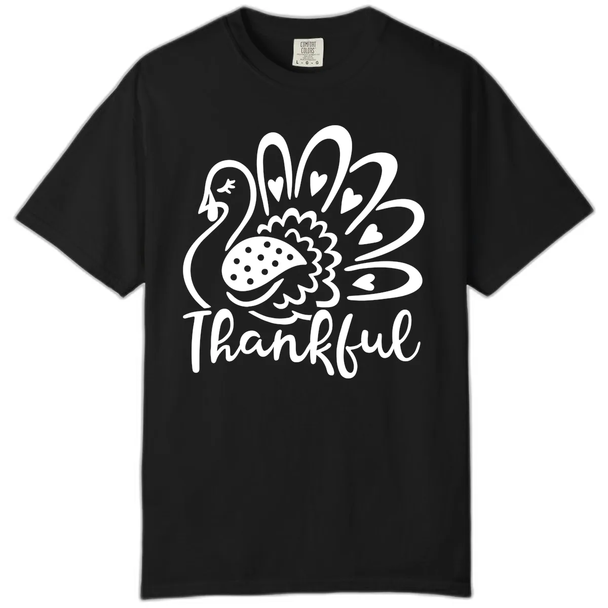 Cute Turkey Thankful Thanksgiving Design Comfort Color in Black