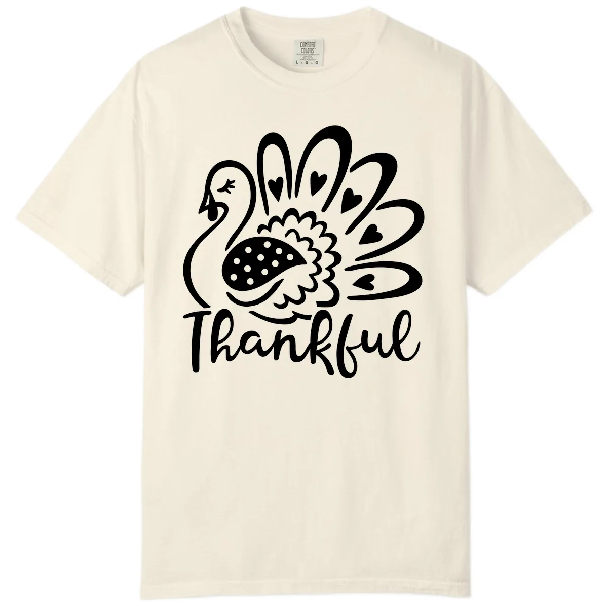 Cute Turkey Thankful Thanksgiving Design Comfort Color in Ivory