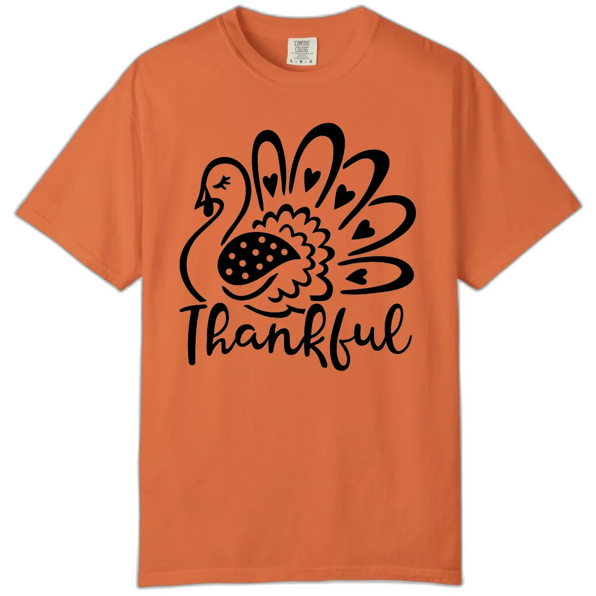 Cute Turkey Thankful Thanksgiving Design Comfort Color in Burnt Orange