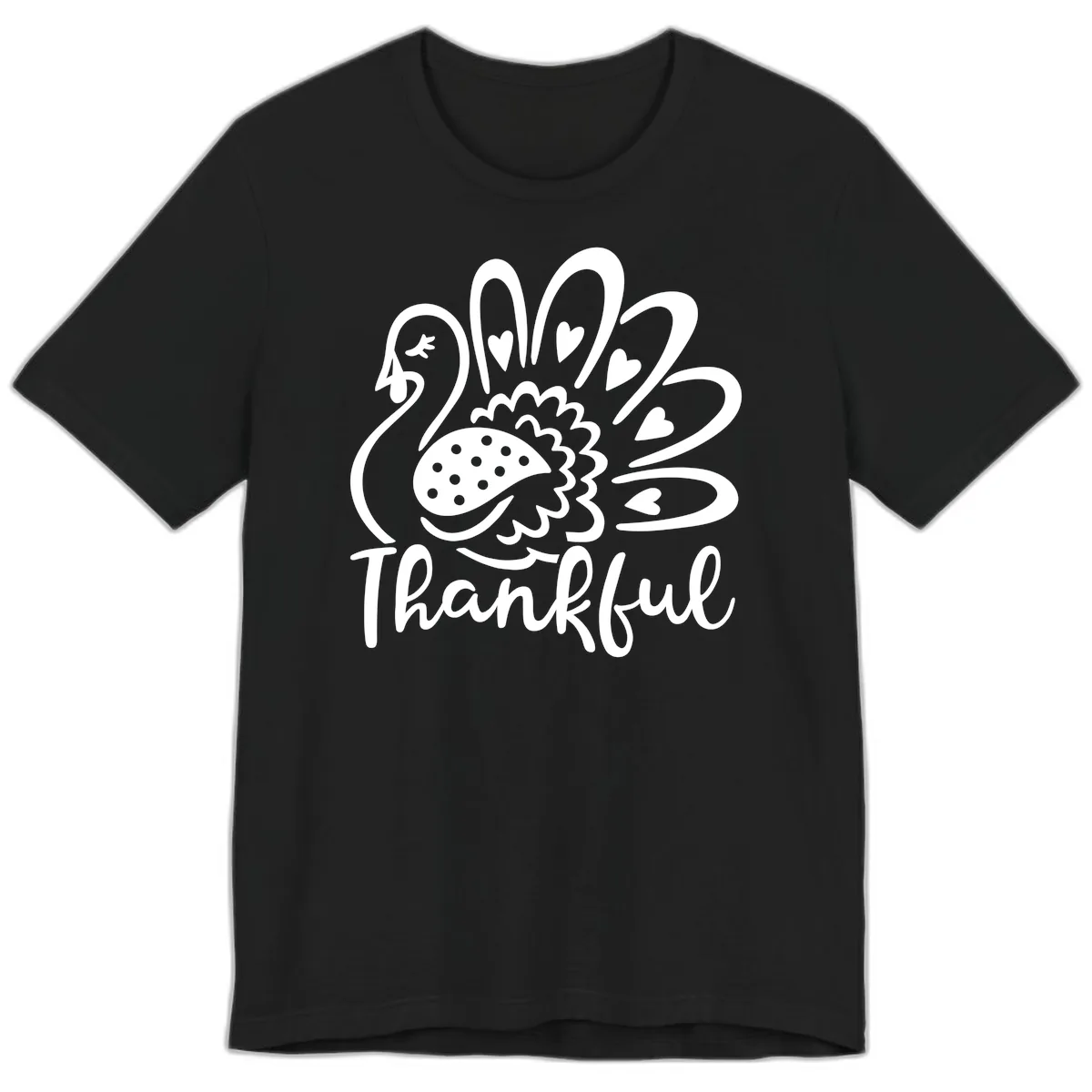 Cute Turkey Thankful Thanksgiving Design Premium T-Shirt in Black