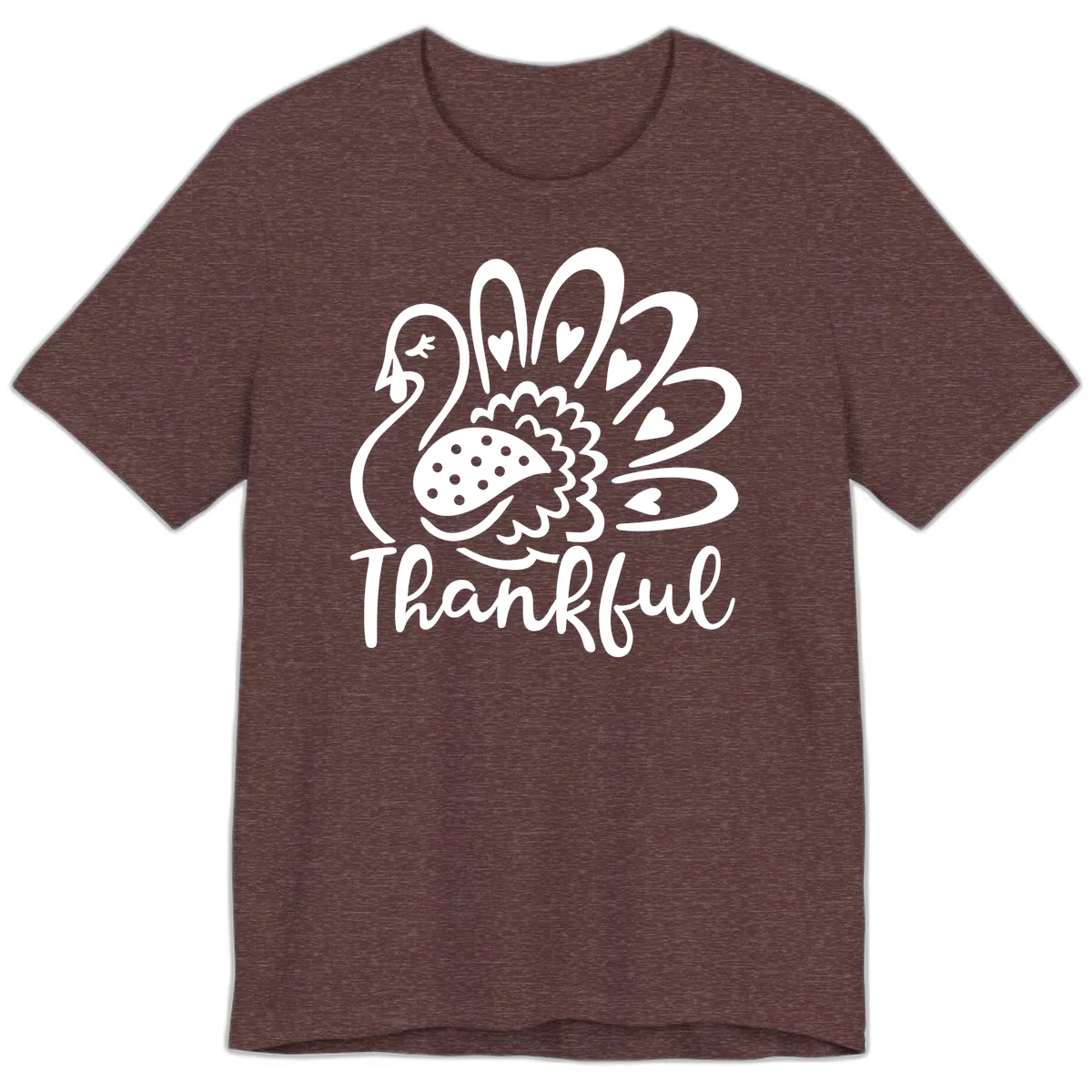 Cute Turkey Thankful Thanksgiving Design Premium T-Shirt in Heather Maroon