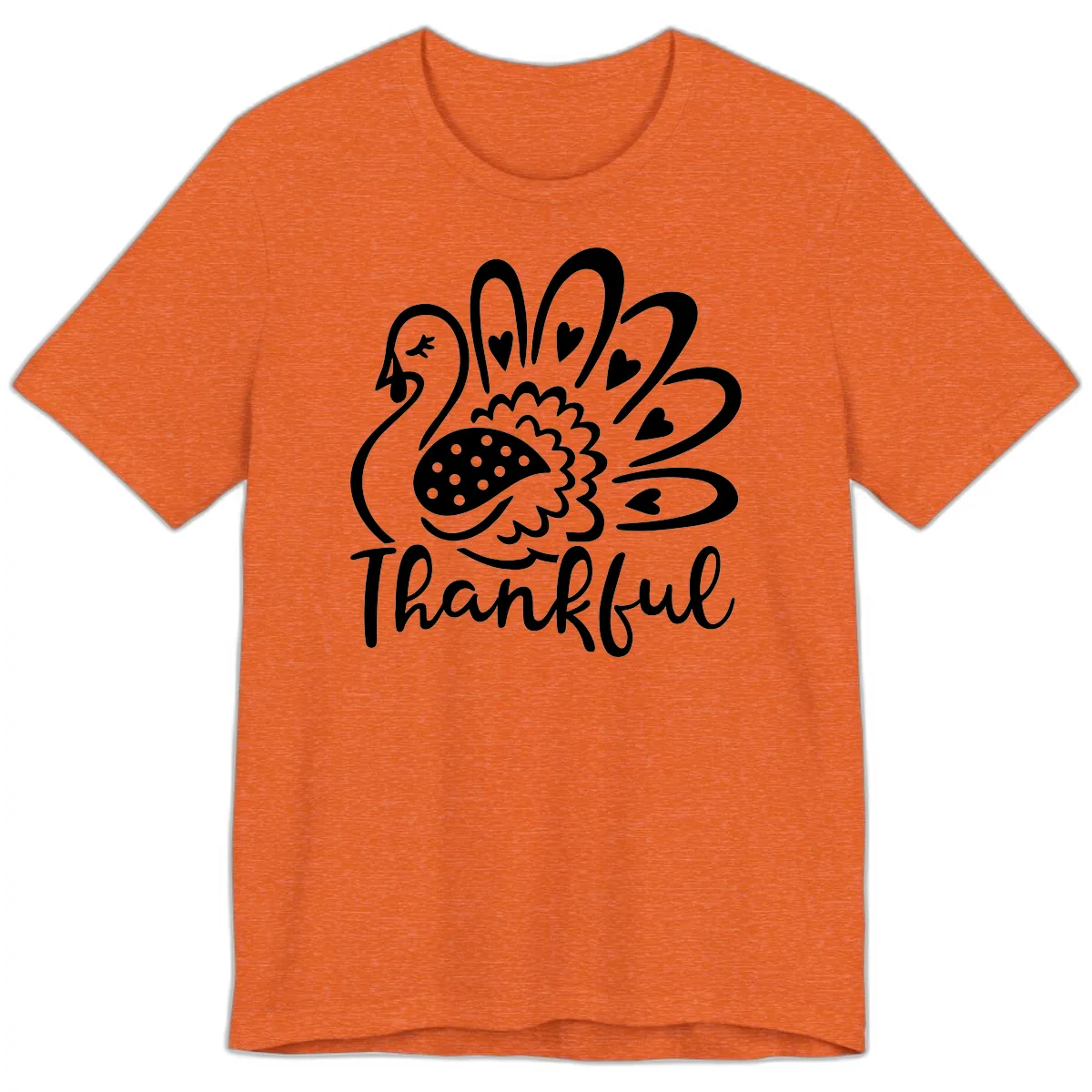 Cute Turkey Thankful Thanksgiving Design Premium T-Shirt in Heather Orange