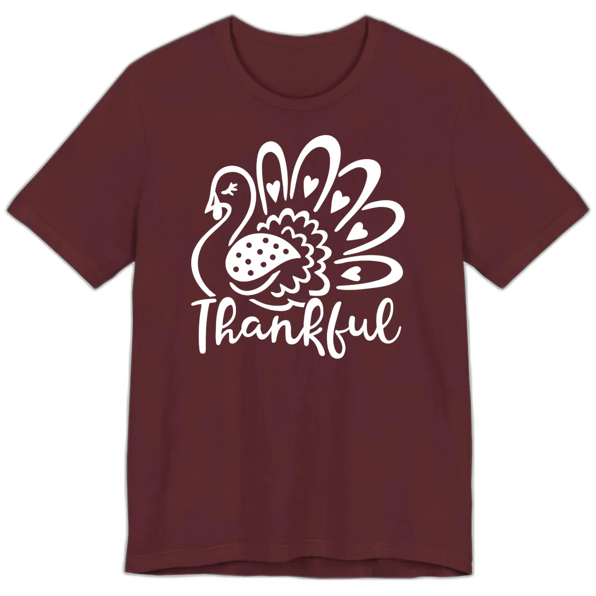 Cute Turkey Thankful Thanksgiving Design Premium T-Shirt in Maroon