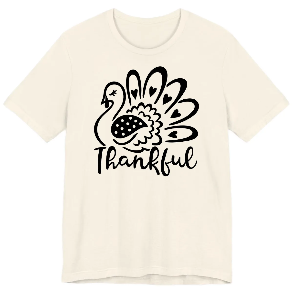 Cute Turkey Thankful Thanksgiving Design Premium T-Shirt in Natural