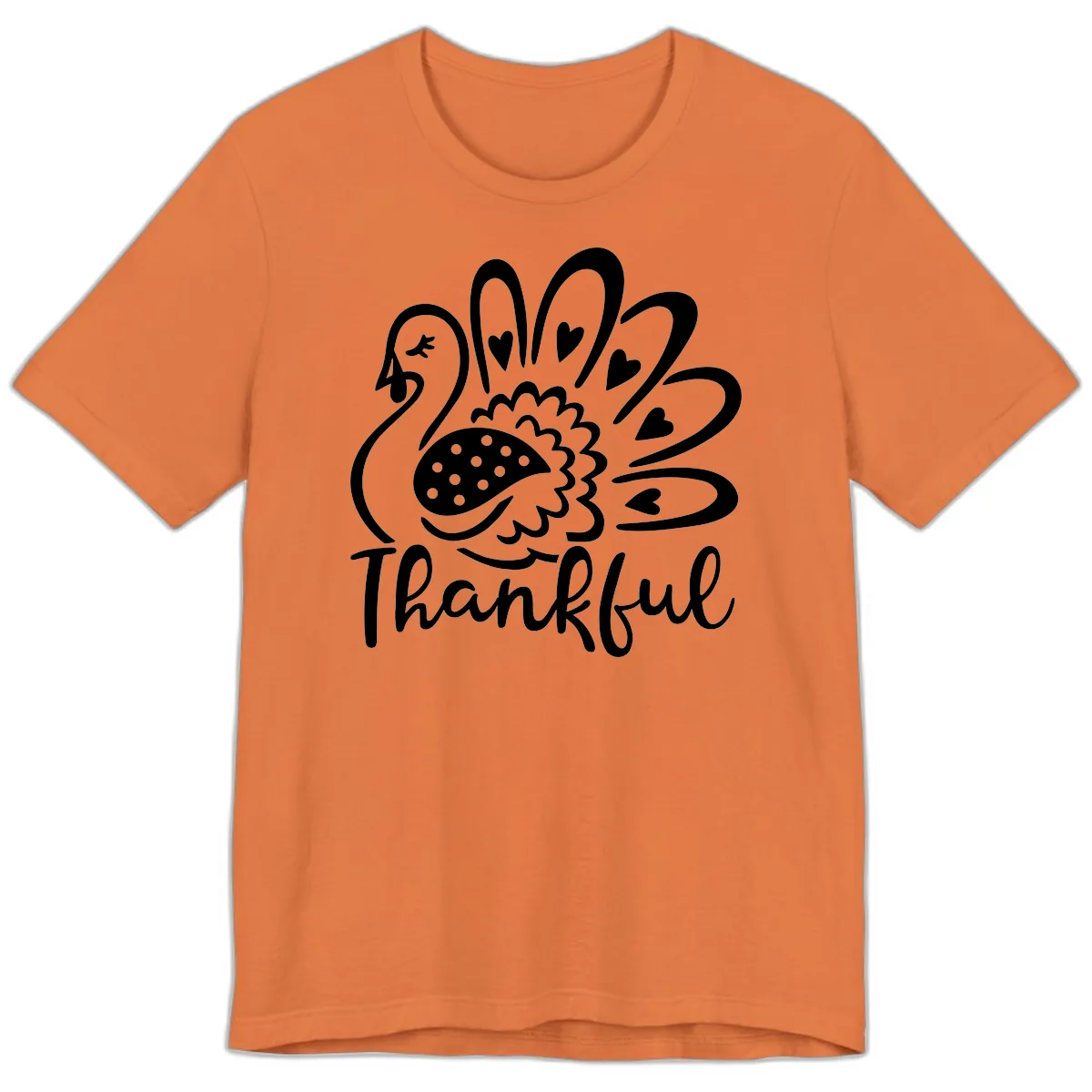 Cute Turkey Thankful Thanksgiving Design Premium T-Shirt in Burnt Orange