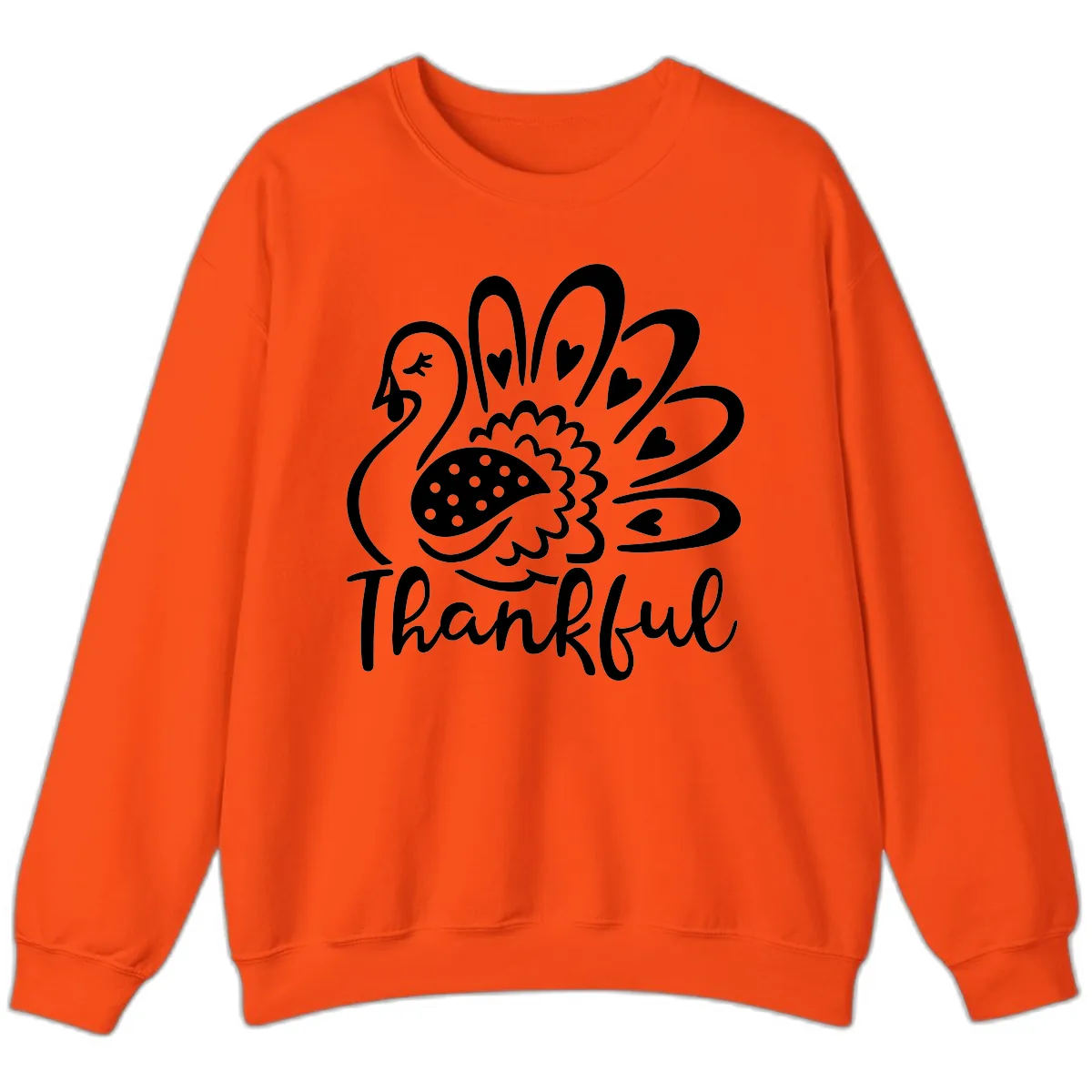 Cute Turkey Thankful Thanksgiving Design Sweatshirt in Orange