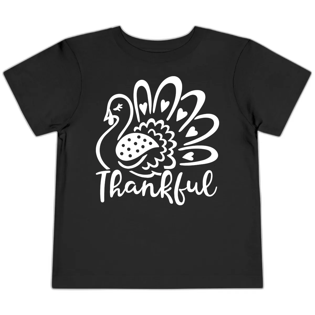 Cute Turkey Thankful Thanksgiving Design Toddler T-Shirt in Black